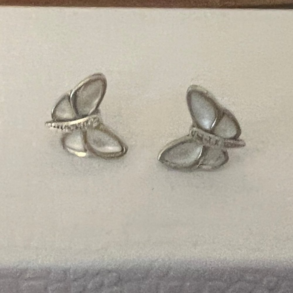 Sterling Silver Butterfly with Cubic Zirconia and Mother-of-Pearl